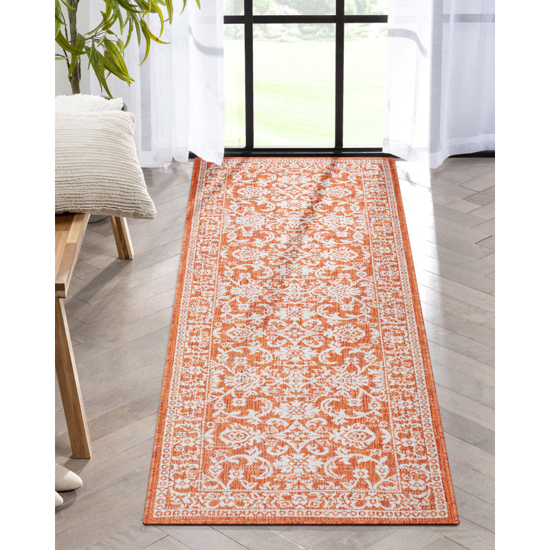 Delphi Persian Oriental Flat Woven Orange Runner Rug 2'3" x 7'3"