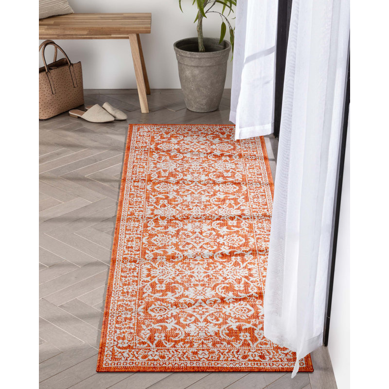 Delphi Persian Oriental Flat Woven Orange Runner Rug 2'3" x 7'3"