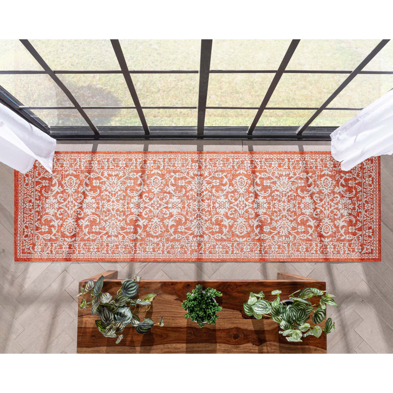 Delphi Persian Oriental Flat Woven Orange Runner Rug 2'3" x 7'3"