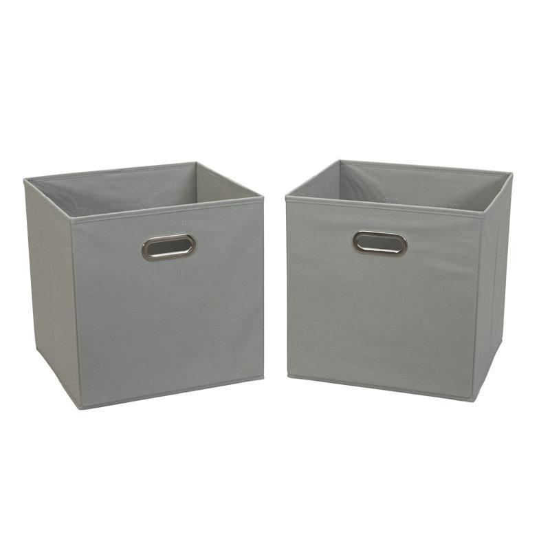 Grey Fabric Collapsible Cube Storage Bins with Handles