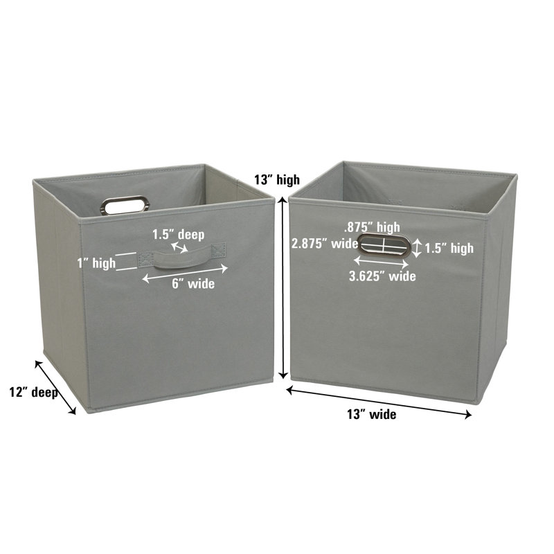 Grey Fabric Collapsible Cube Storage Bins with Handles