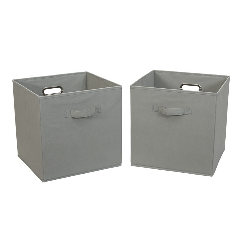 Grey Fabric Collapsible Cube Storage Bins with Handles