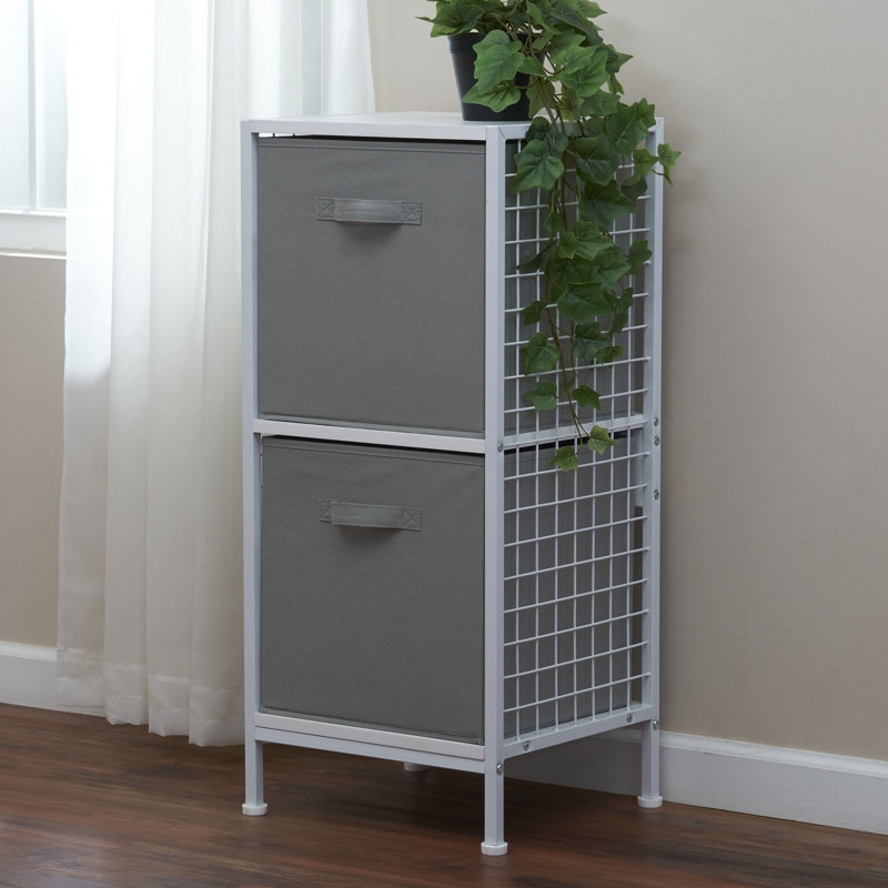 Grey Fabric Collapsible Cube Storage Bins with Handles