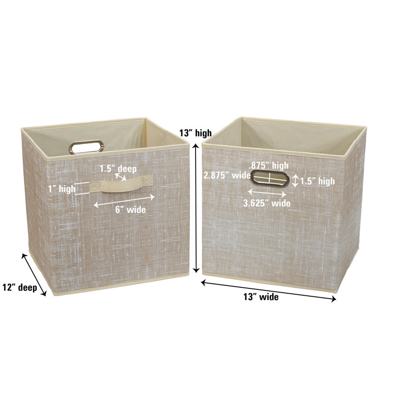 Collapsible Chic Tan Fabric Cube Storage Bin 16.5"
