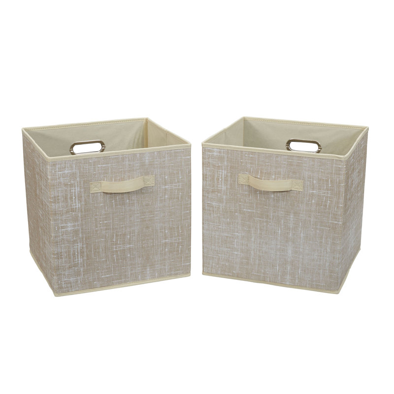 Collapsible Chic Tan Fabric Cube Storage Bin 16.5"