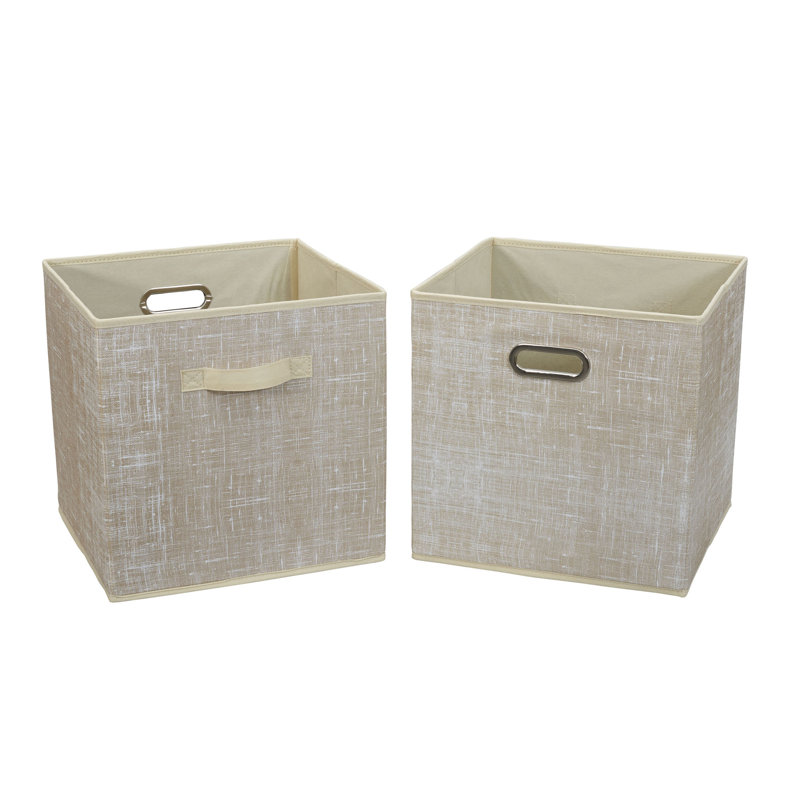 Collapsible Chic Tan Fabric Cube Storage Bin 16.5"