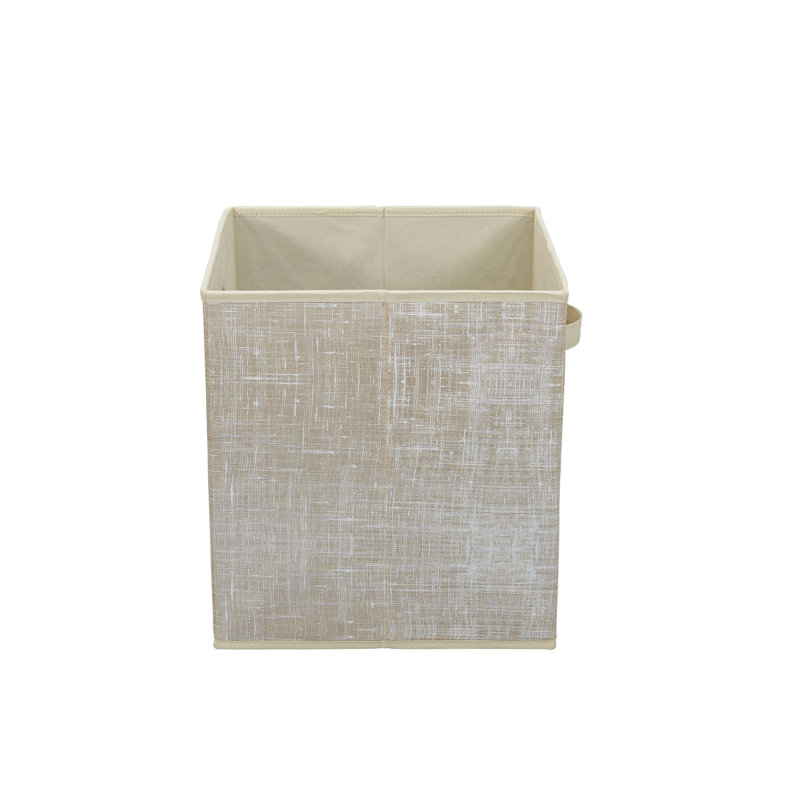 Collapsible Chic Tan Fabric Cube Storage Bin 16.5"