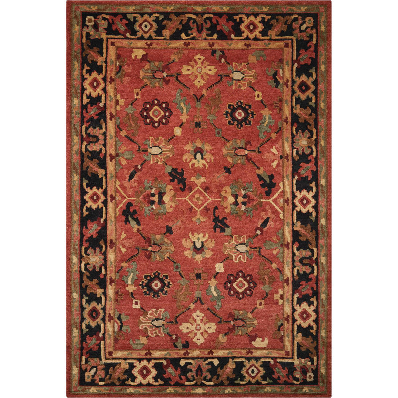 Hand-Knotted Lush Tribal Wool Rug in Rust-Red 45" x 69"