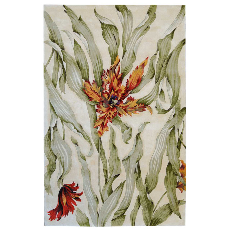 Handmade Blue Floral Wool 8' x 10' Tufted Rug