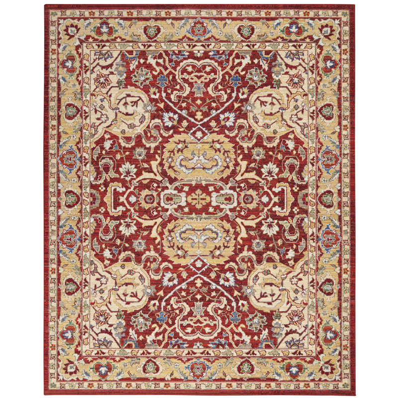 Majestic Medallion Red & Gold Wool Blend 8' x 10' Area Rug
