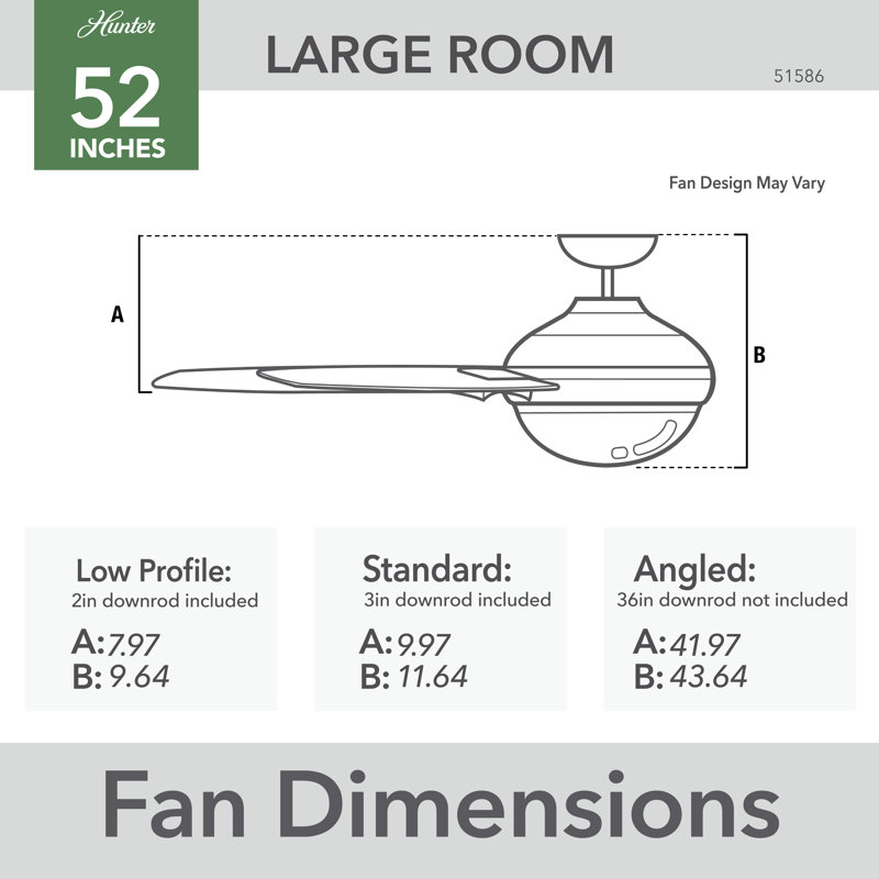 Matte Silver 52" 3-Blade Ceiling Fan with LED Light and Remote