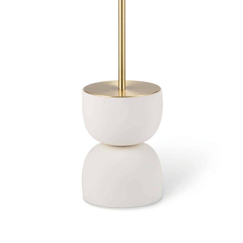 Adjustable White Linen Shade Floor Lamp with Polished Brass