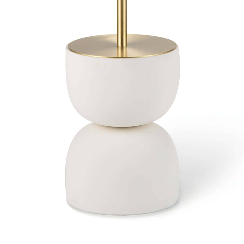 Adjustable White Linen Shade Floor Lamp with Polished Brass
