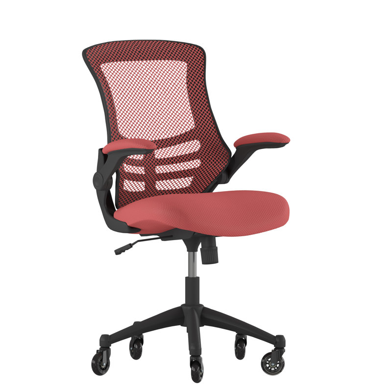 Red Mesh Ergonomic Swivel Task Chair with Adjustable Arms
