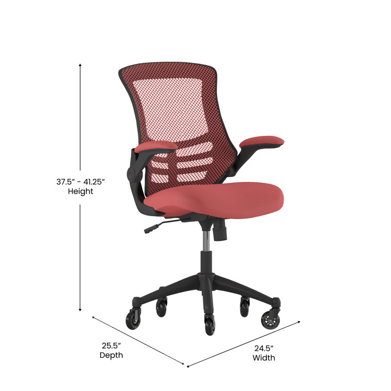 Red Mesh Ergonomic Swivel Task Chair with Adjustable Arms