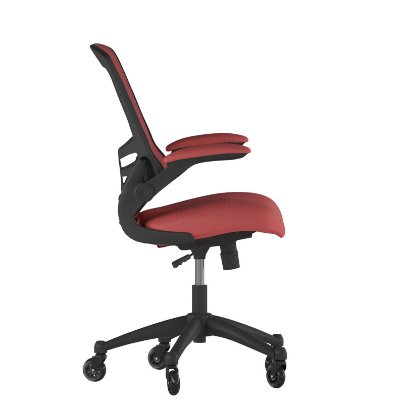 Red Mesh Ergonomic Swivel Task Chair with Adjustable Arms