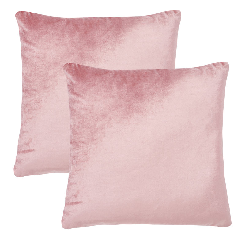 Blush Pink Cotton Blend Square Accent Pillow Set