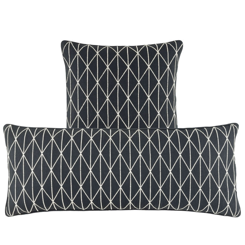 Granite Rectangular Embroidered Linen Throw Pillow