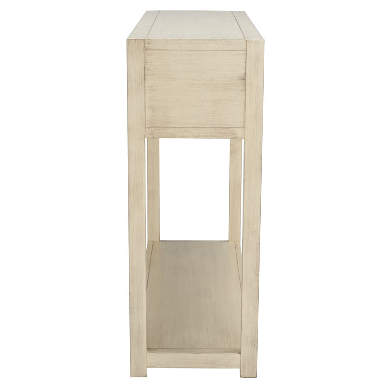 Antique White Wood and Metal Console Table with Storage