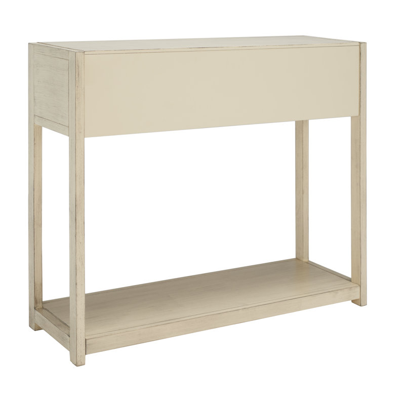 Antique White Wood and Metal Console Table with Storage