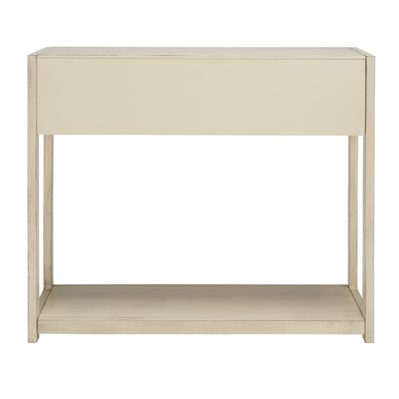 Antique White Wood and Metal Console Table with Storage
