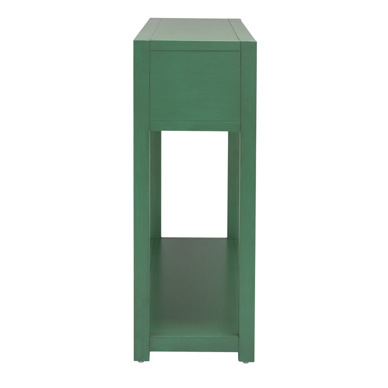 Sadie Turquoise Iron and Wood Console Table with Storage
