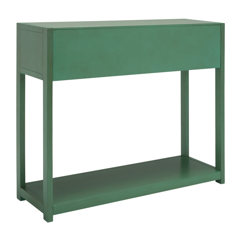 Sadie Turquoise Iron and Wood Console Table with Storage