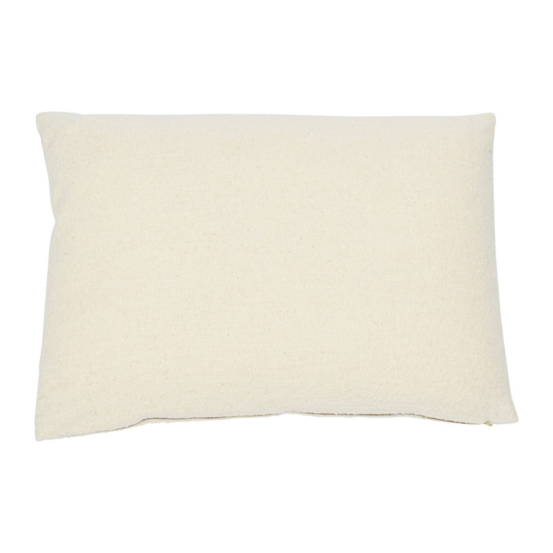 24"x16" Woven Cotton Slub Lumbar Pillow with Gold Embroidery