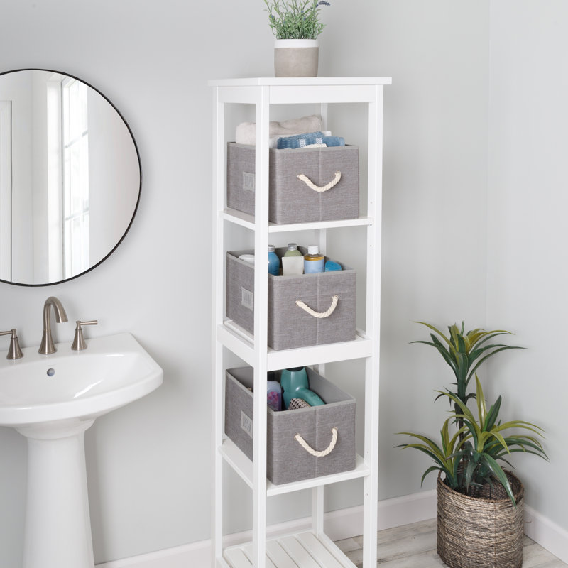 Heather Gray Foldable Large Fabric Storage Bin with Cotton Rope Handles