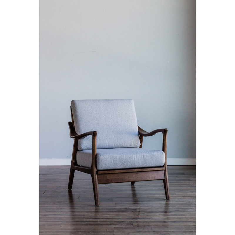 Gray Mid Century Modern Lounge Chair with Cushions