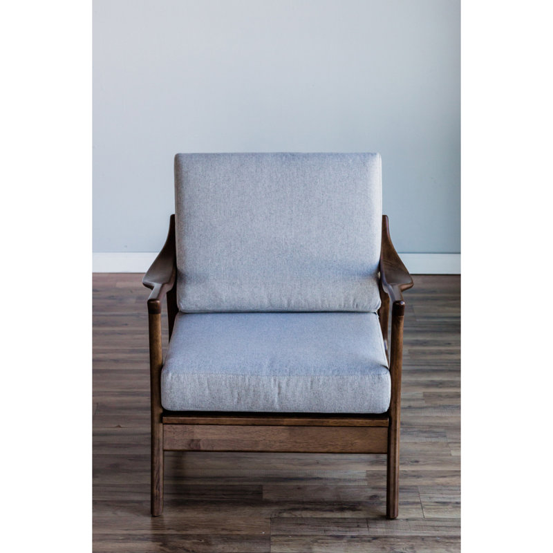 Gray Mid Century Modern Lounge Chair with Cushions