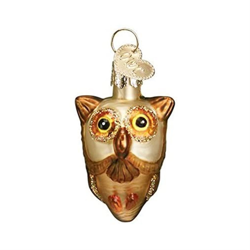 Miniature Halloween Glass Ornament Set with Pumpkin and Owl