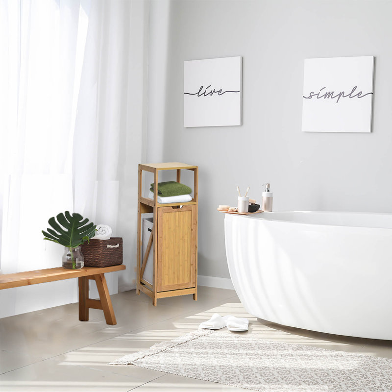 Bamboo Tilt-Out Laundry Hamper with Shelves and Lid