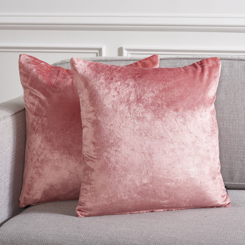 Pink Cotton Blend Reversible 18" Square Throw Pillow Set