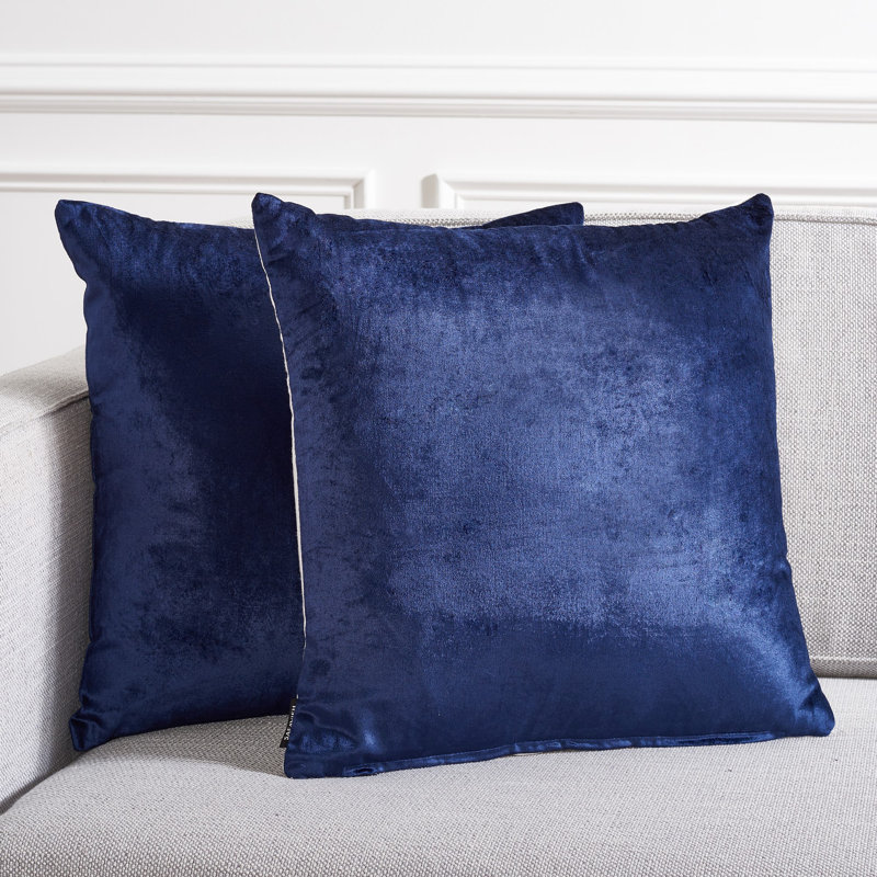 Navy Cotton Blend 18" Square Throw Pillow Set