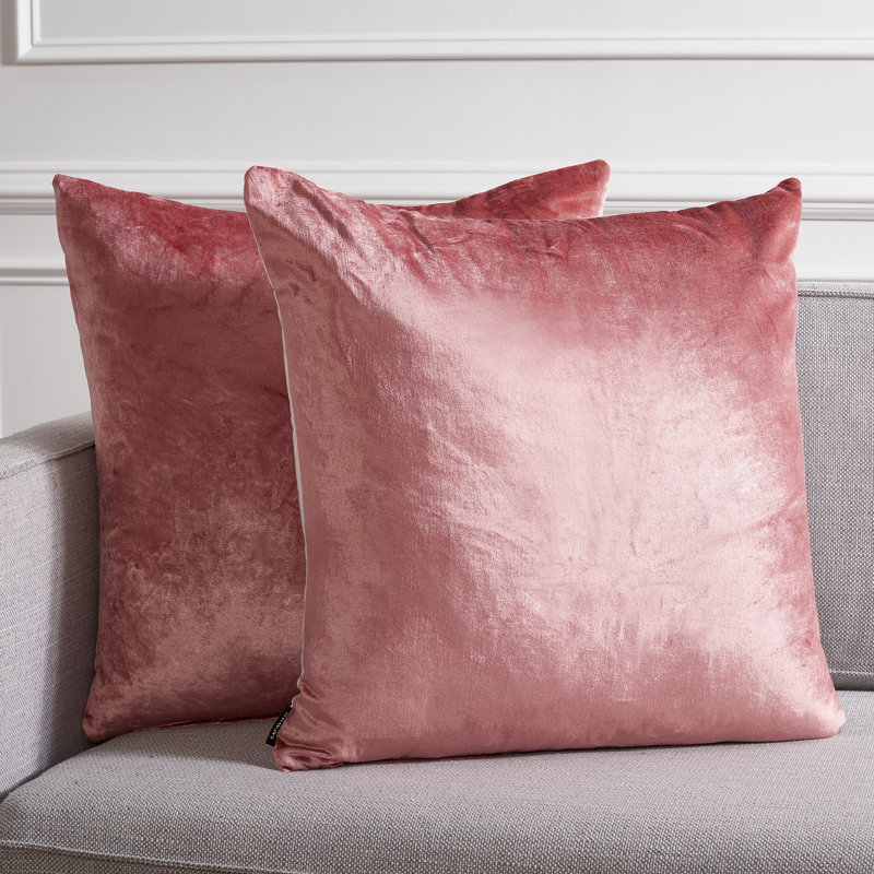 Blush Pink Velvet Square Throw Pillow Set