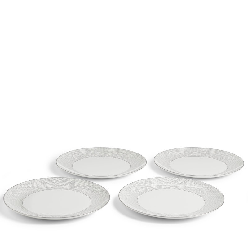 Gio Platinum White Porcelain 12-Piece Dinnerware Set for 4
