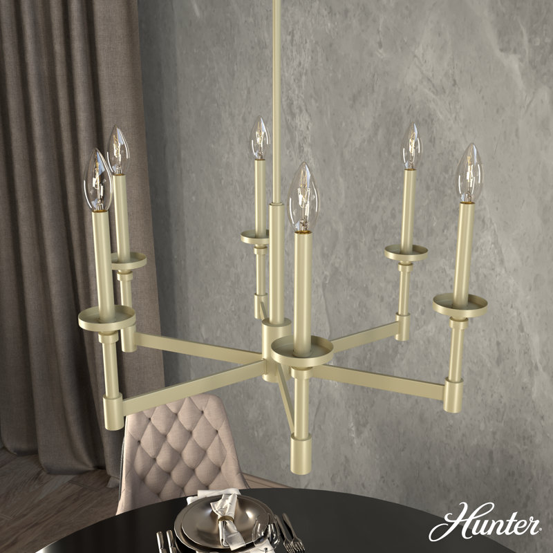 Briargrove 27" Modern Brass 6-Light Candle Chandelier