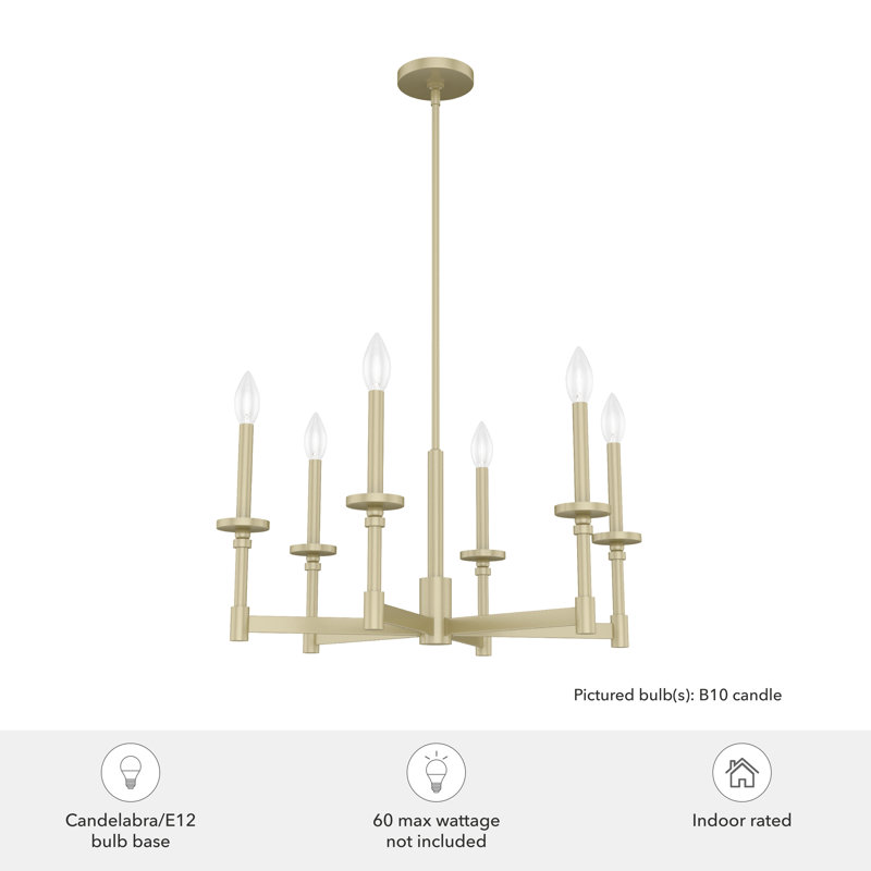 Briargrove 27" Modern Brass 6-Light Candle Chandelier