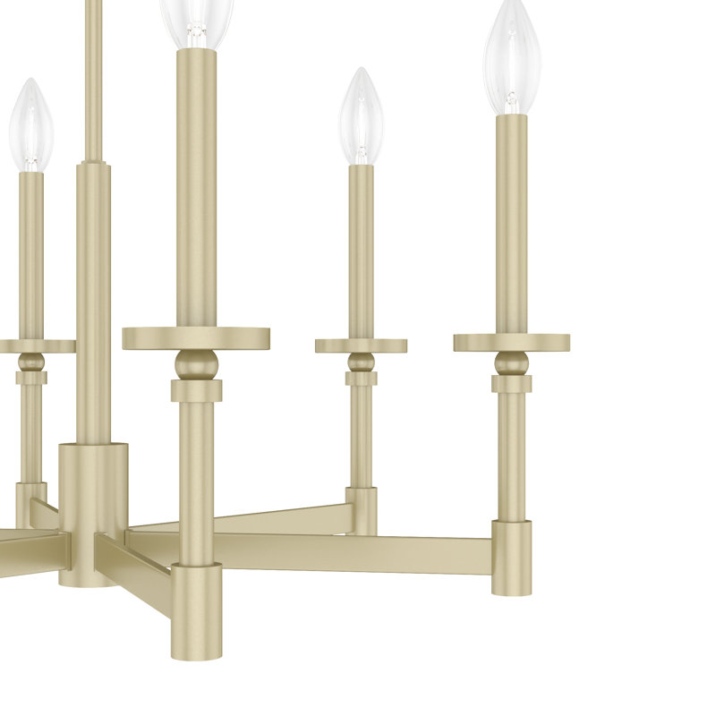 Briargrove 27" Modern Brass 6-Light Candle Chandelier