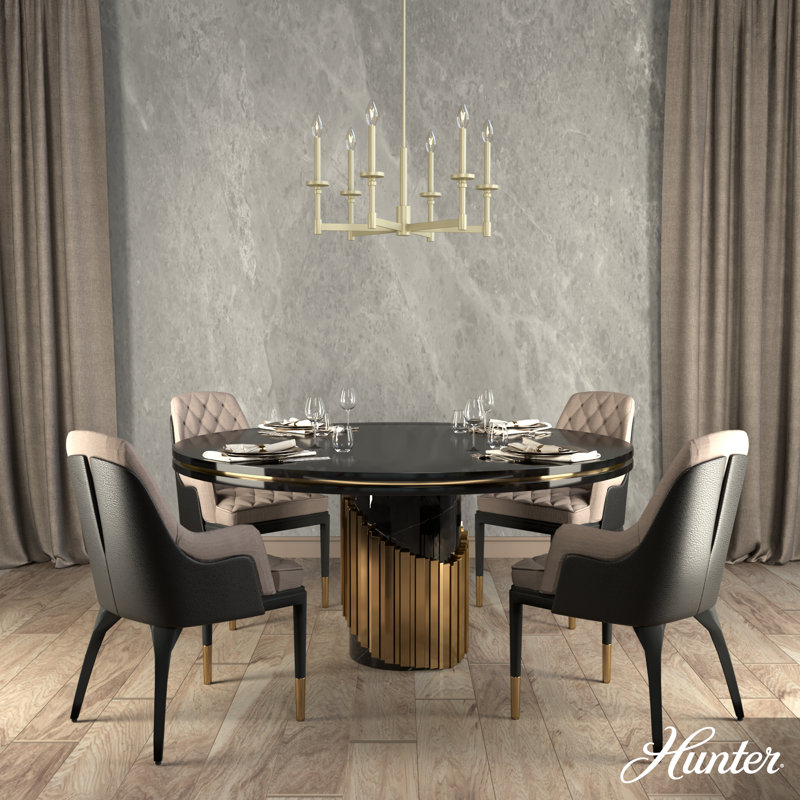 Briargrove 27" Modern Brass 6-Light Candle Chandelier