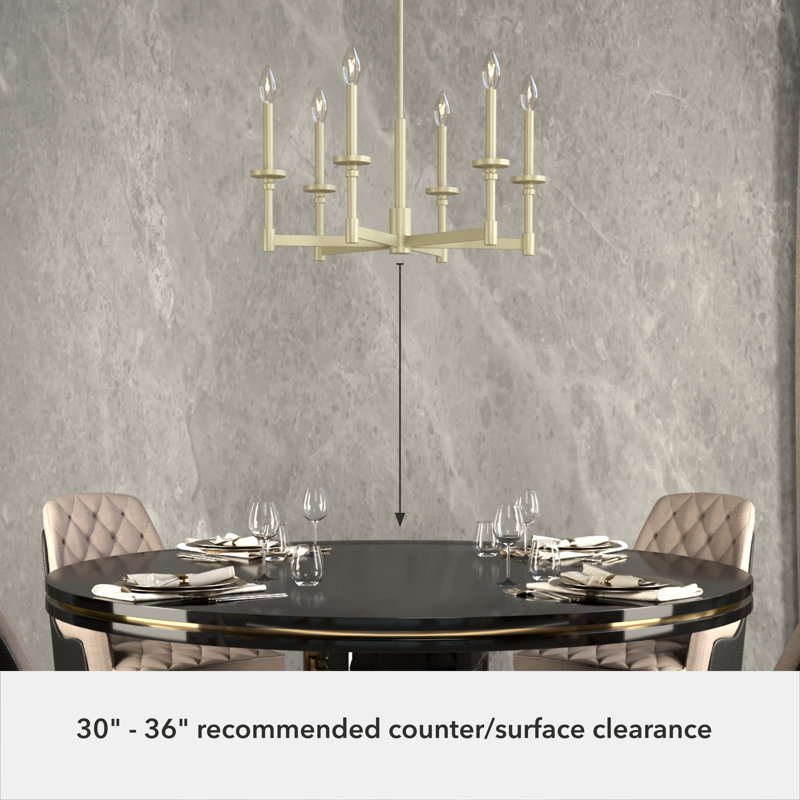 Briargrove 27" Modern Brass 6-Light Candle Chandelier