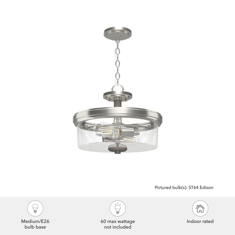 River Mill Brushed Nickel and Glass Semi Flush Mount Light