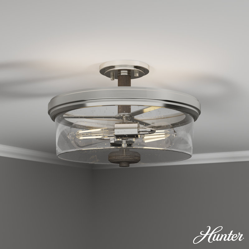 River Mill Brushed Nickel and Glass Semi Flush Mount Light