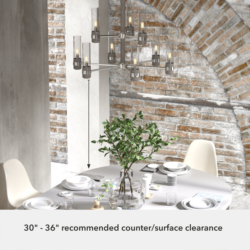 River Mill Brushed Nickel 9-Light 2-Tier Chandelier