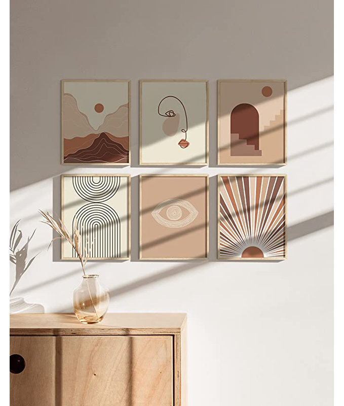 Beige Solid Oak 4x6 Picture Frame Set of 6