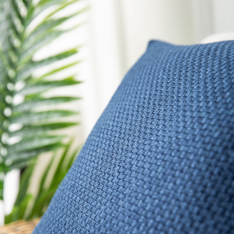 Blue Polyester Reversible Square Throw Pillow Set