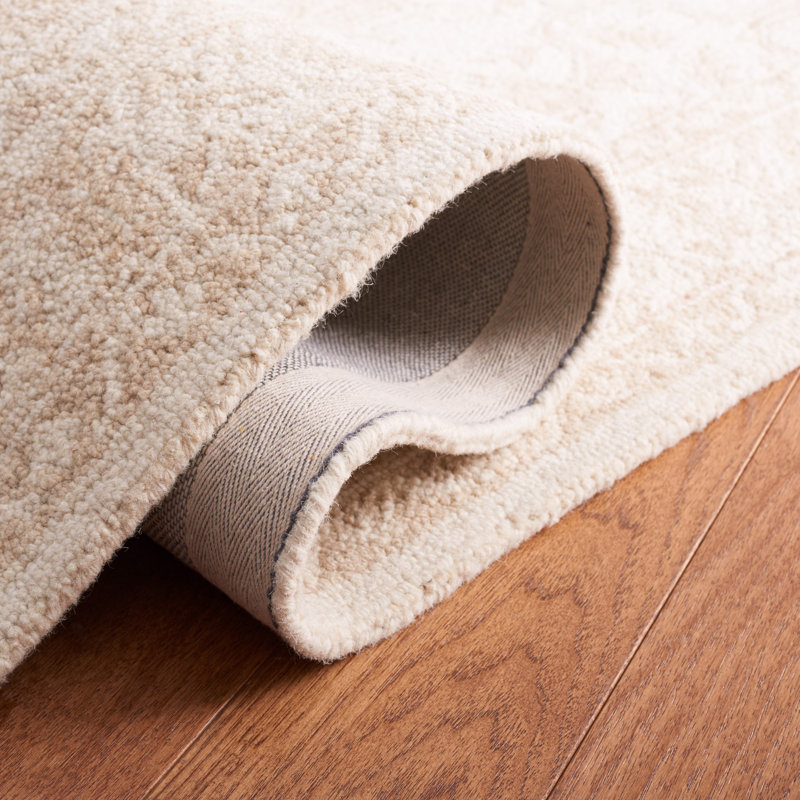 Ivory and Beige Hand-Tufted Wool Medallion Rug