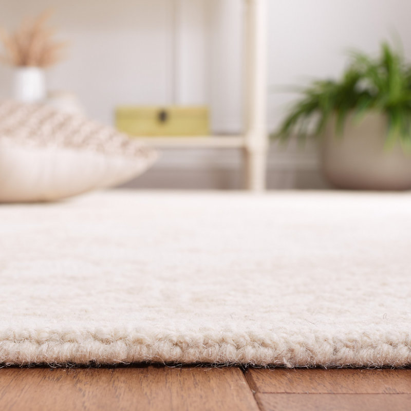 Ivory and Beige Hand-Tufted Wool Medallion Rug