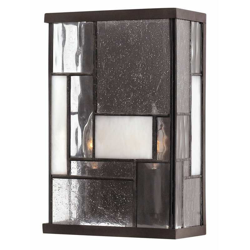 Mondrian Buckeye Bronze 2-Light Dimmable Sconce with Copper Foil Glass